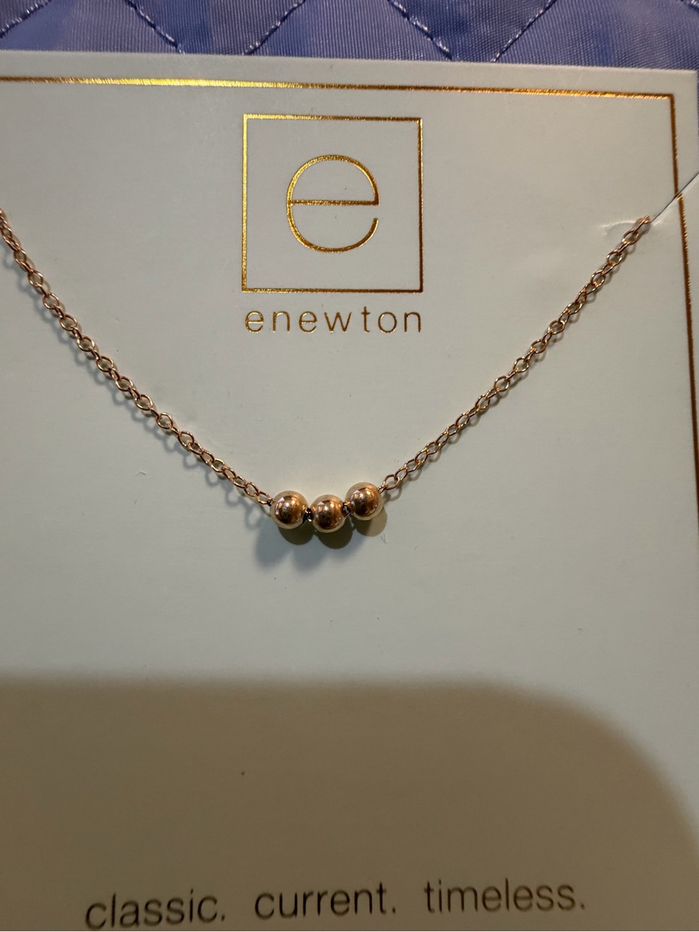 Newton Rose-Tone Three Bead Necklace 16”